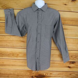 Croft & Barrow Dress Shirt Classic Fit Mens Size 17 x 34/35‎ Gray White Stripes